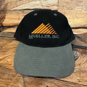 Mueller Inc. Two-Tone Baseball Cap Hat Black Grey 100% Cotton Adjustable